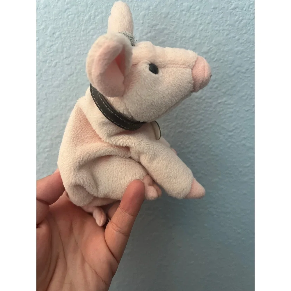 Vintage Babe The Sheep‎ Pig Plush Bean Bag Toy with Collar and Name Tag Pink
